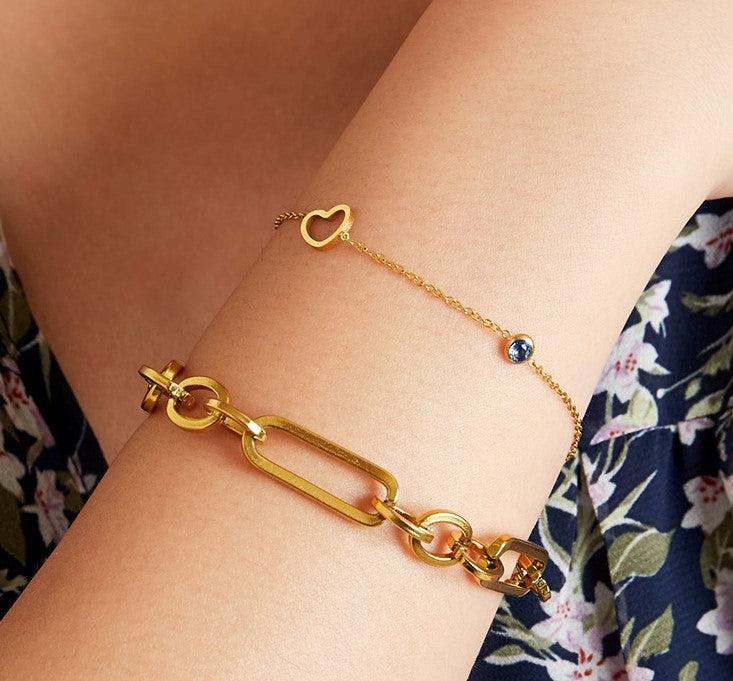 Armband | Geboortesteen Maart Goud/Zilver