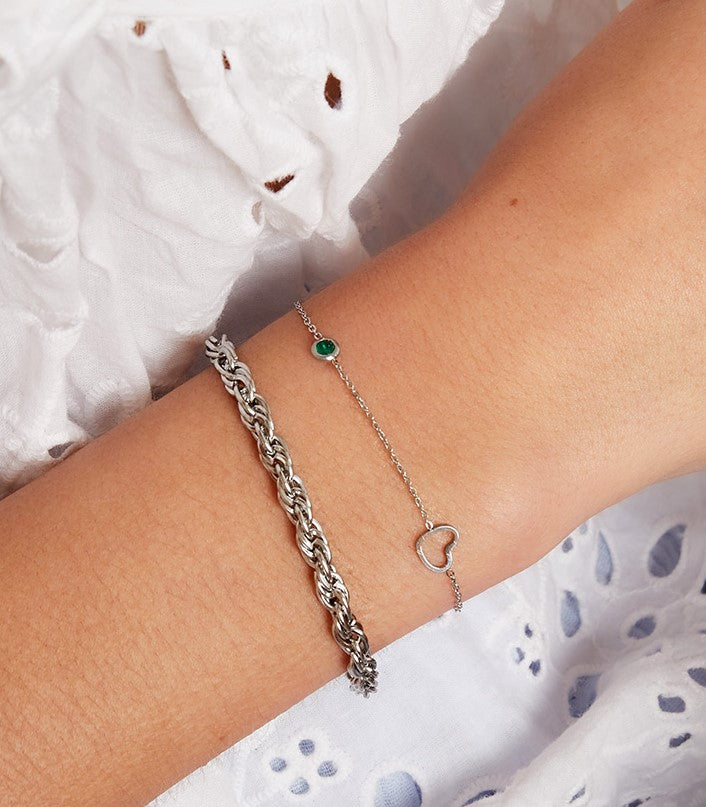 Armband | Geboortesteen Maart Goud/Zilver