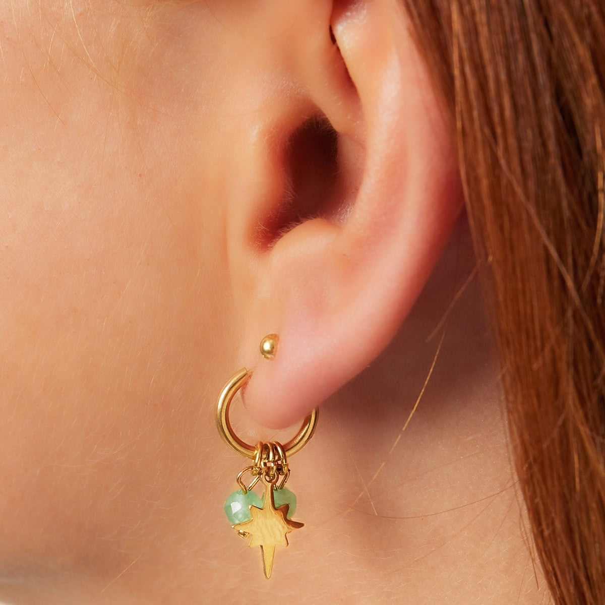 Oorbellen | Natuursteen groen