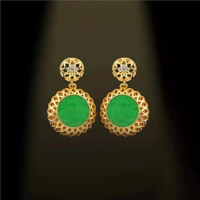 Vibrant jade flower framed earrings