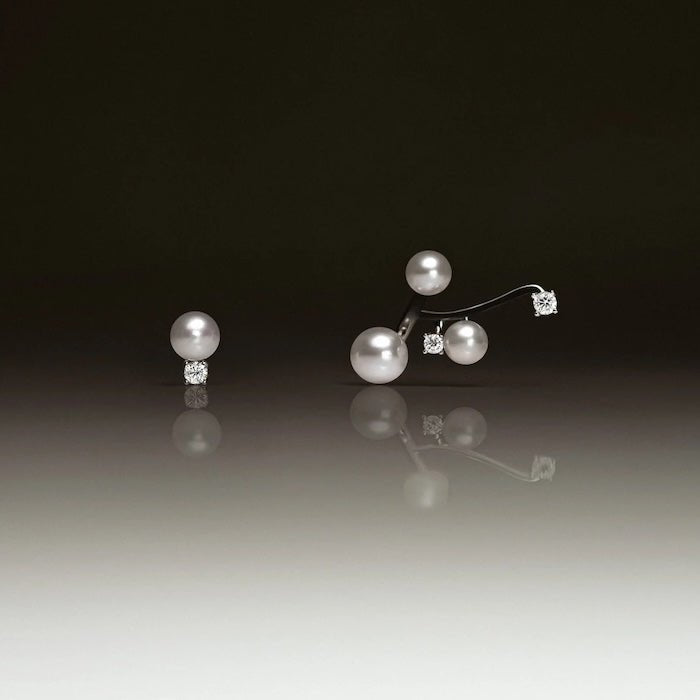 Sterling Silver Starry Pearl and Crystal Stud Earrings