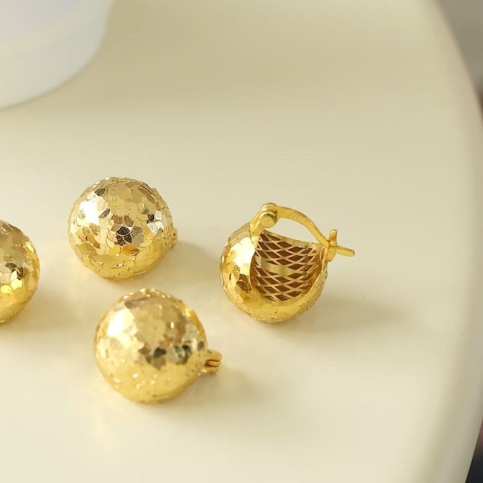 Sparkling ice ball earrings - gold and silver