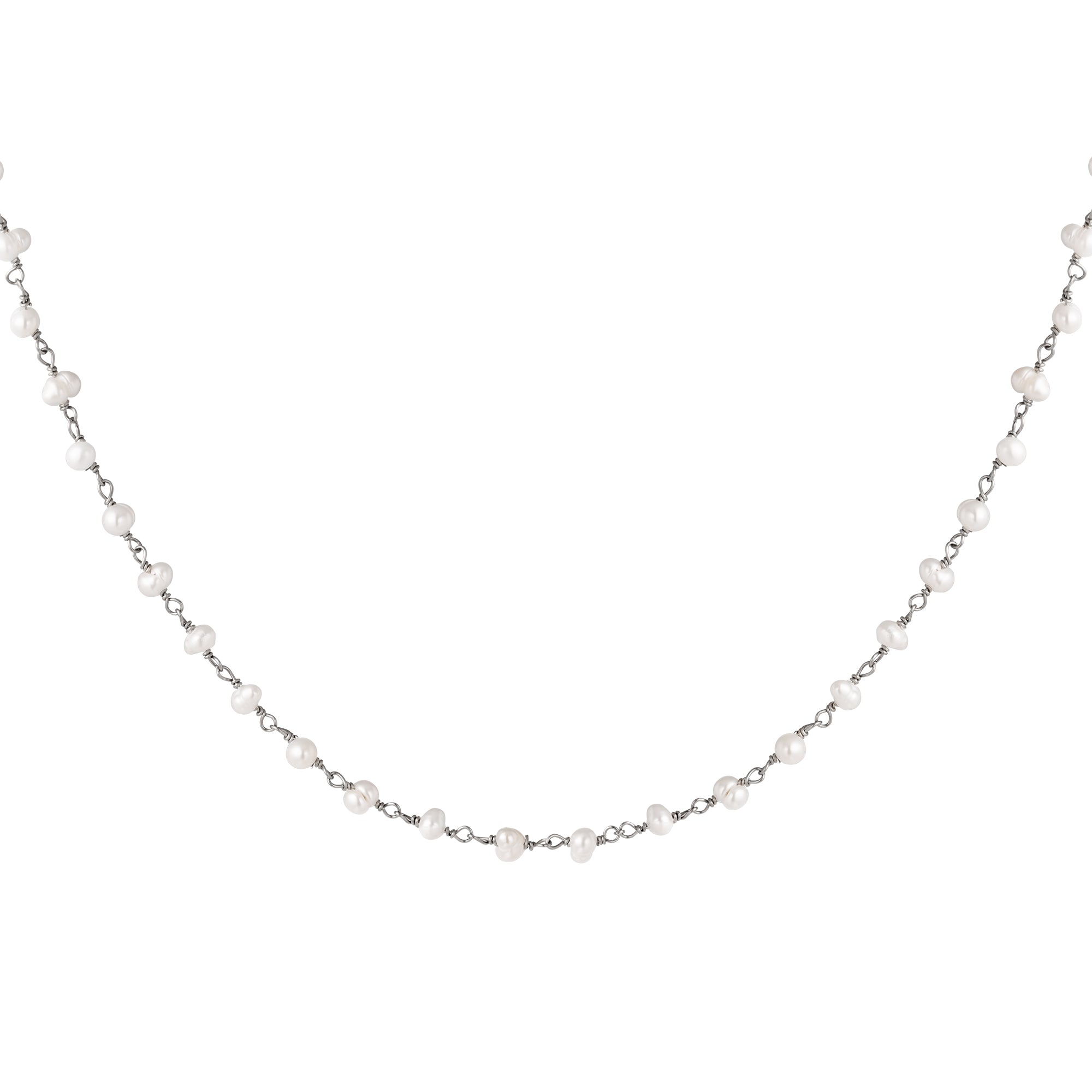 Ketting | Parels zilver