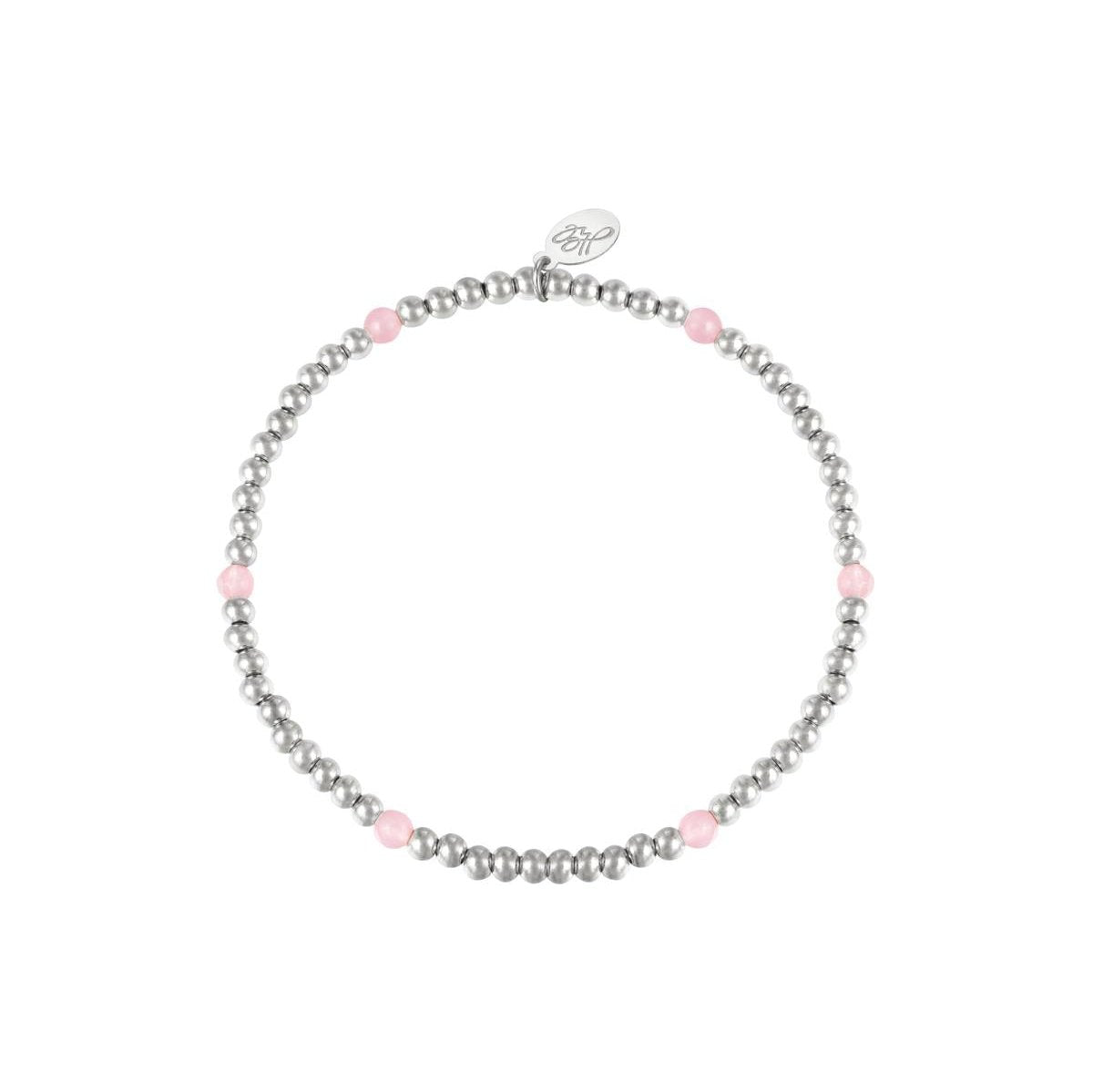 Armband | Zilveren armbandje met Roze Kraaltjes
