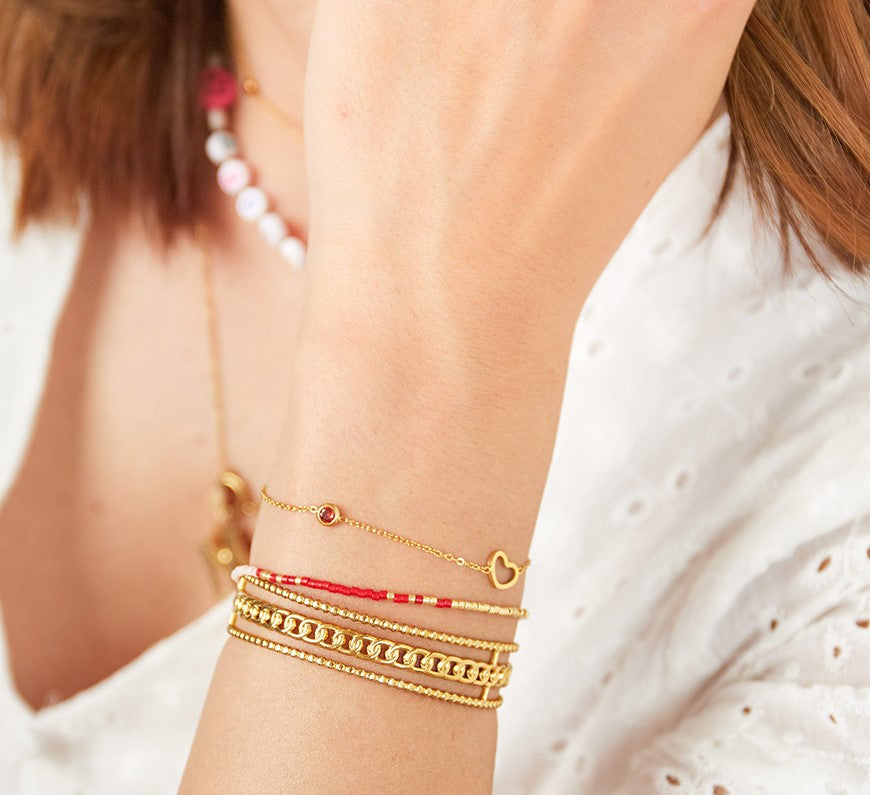 Armband | Geboortesteen Maart Goud/Zilver