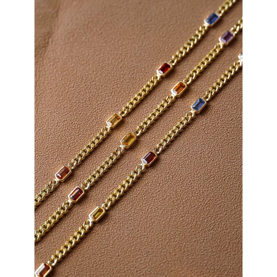 Gouden Vermeil Cubaanse kettingarmbanden met regenboogstenen