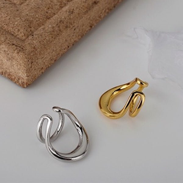 Double line gold and silver ear cuff