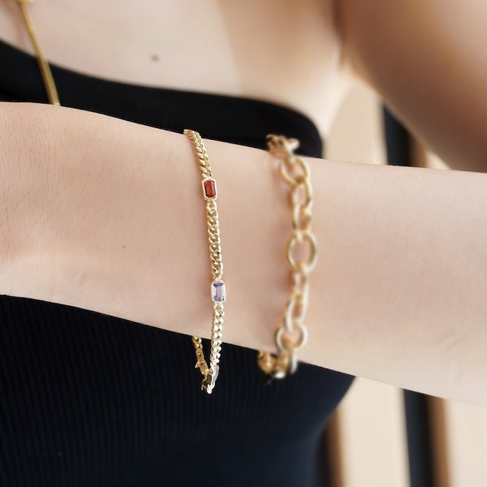 Gouden Vermeil Cubaanse kettingarmbanden met regenboogstenen