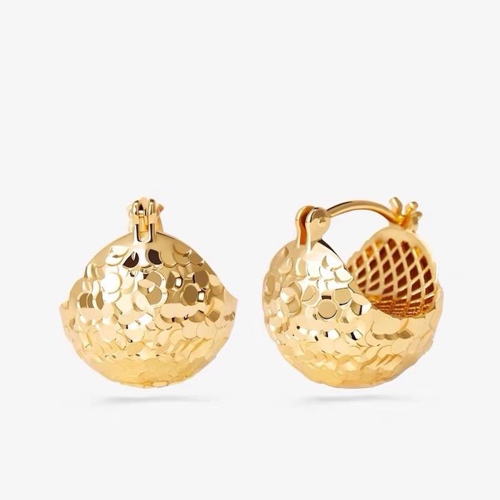 Sparkling ice ball earrings - gold and silver