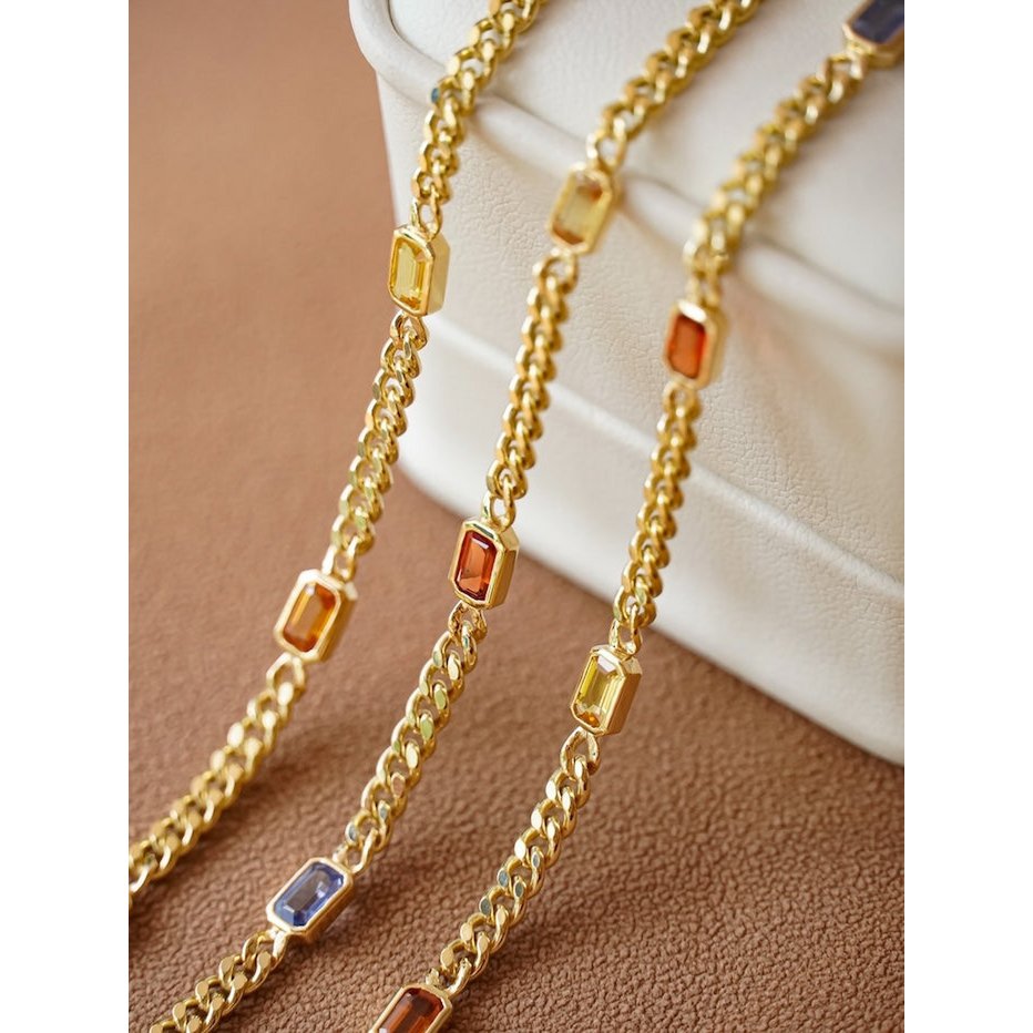 Gouden Vermeil Cubaanse kettingarmbanden met regenboogstenen