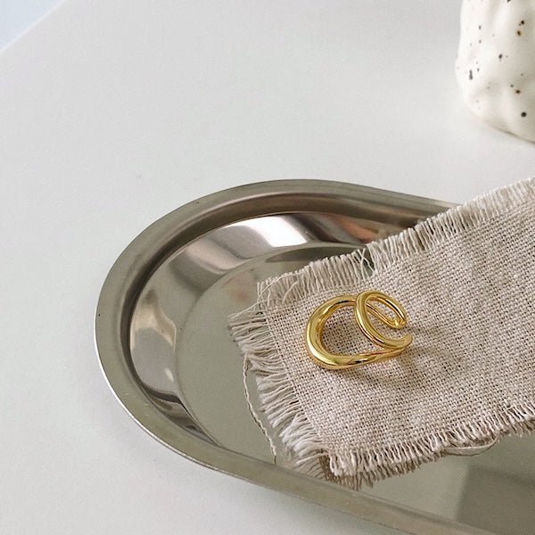 Double line gold and silver ear cuff