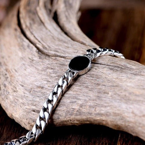 Sterling zilveren Cubaanse kettingarmband - zwarte onyx