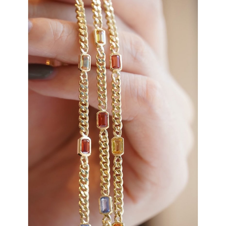 Gouden Vermeil Cubaanse kettingarmbanden met regenboogstenen