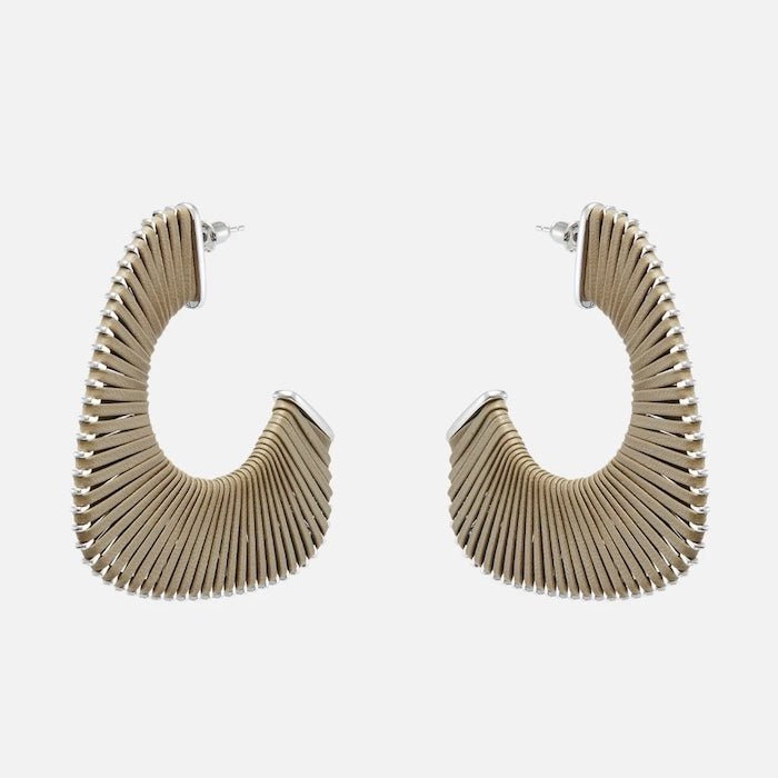 Geometric leather knitted oversized hoop earrings