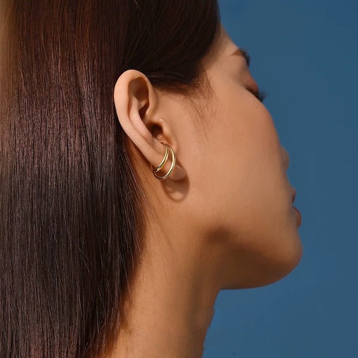 Minimalist double circle matte earring - one piece