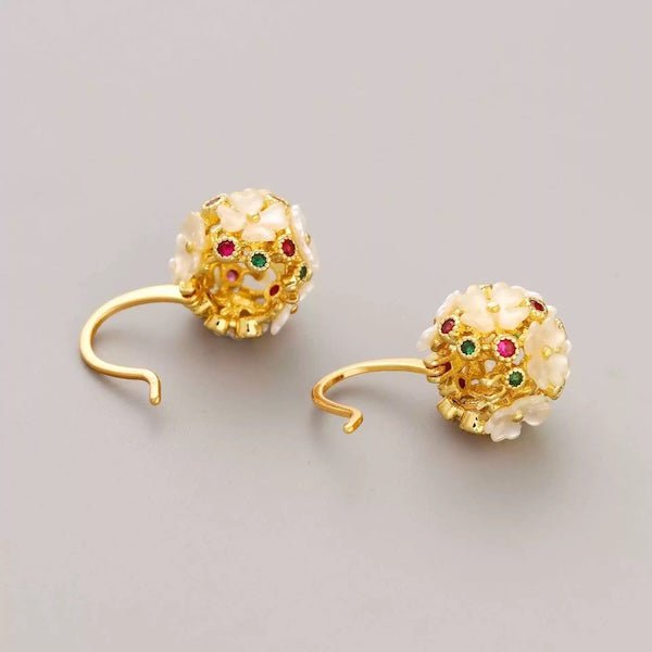 Romantic flower basket hoop earrings