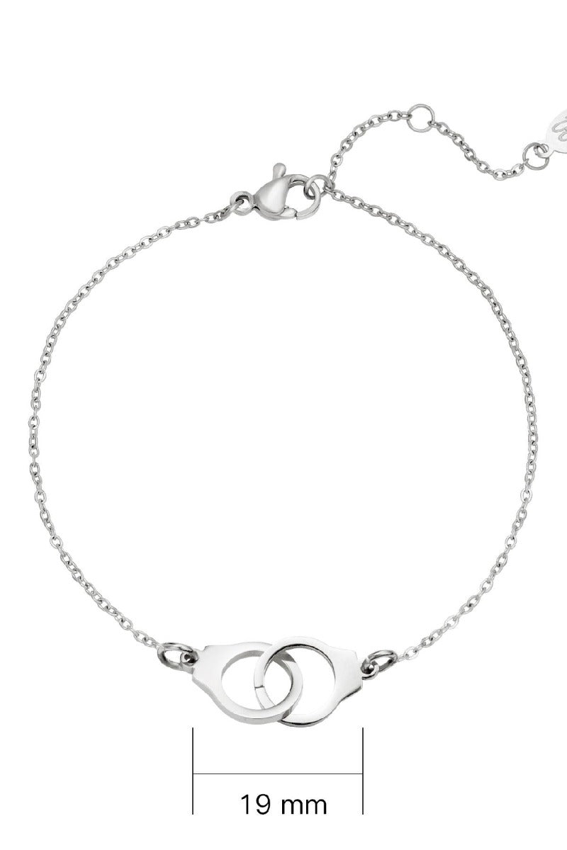 Handcuffed armband zilver rvs