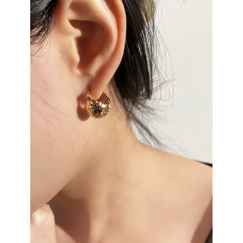 Sparkling ice ball earrings - gold and silver