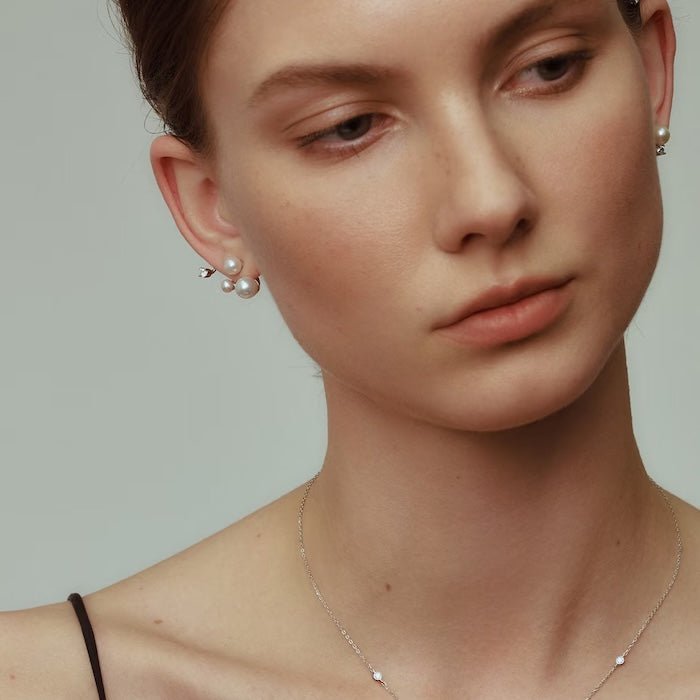 Sterling Silver Starry Pearl and Crystal Stud Earrings