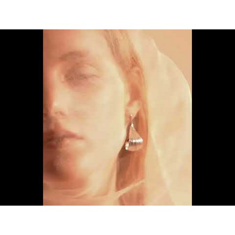 Modern silver curved leaf earrings