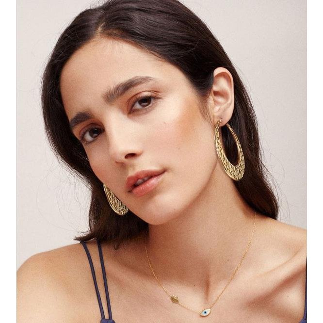 Moon Net - Oversized gold hoop earrings