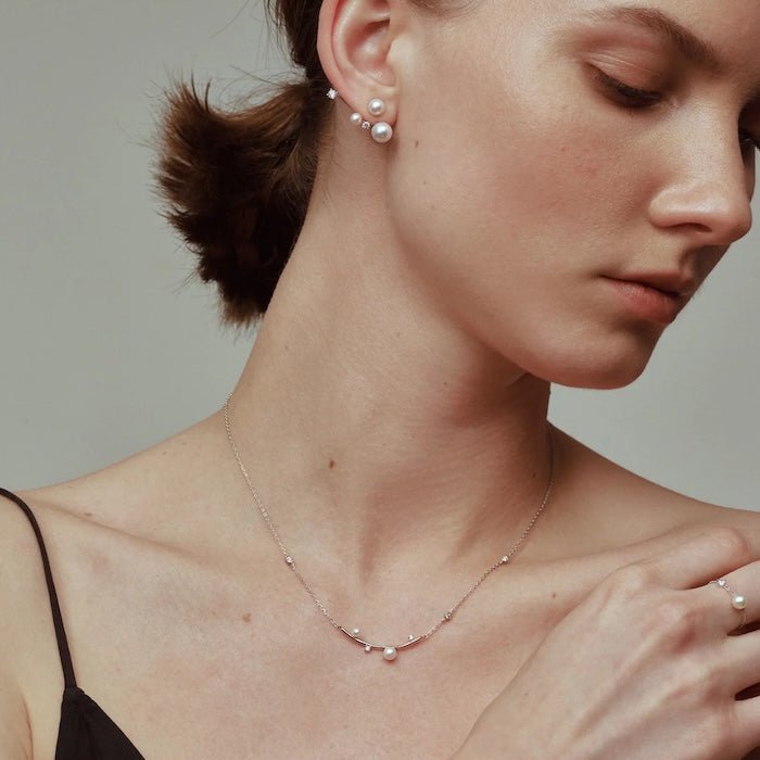 Sterling Silver Starry Pearl and Crystal Stud Earrings