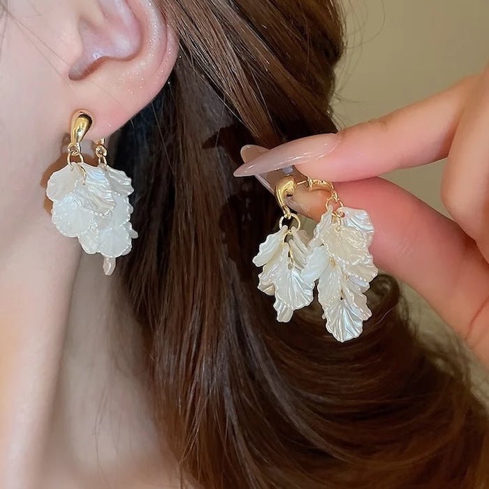 Elegant white mermaid tail earrings
