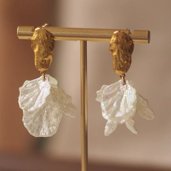 Elegant white mermaid tail earrings