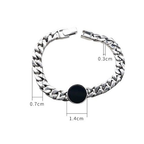 Sterling zilveren Cubaanse kettingarmband - zwarte onyx