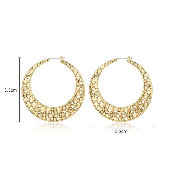 Moon Net - Oversized gold hoop earrings