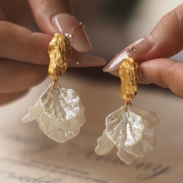 Elegant white mermaid tail earrings