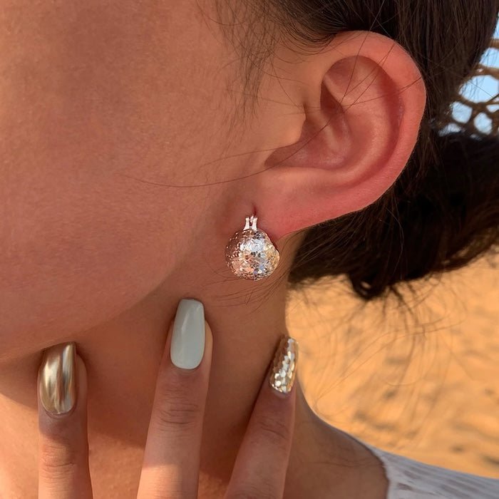 Sparkling ice ball earrings - gold and silver