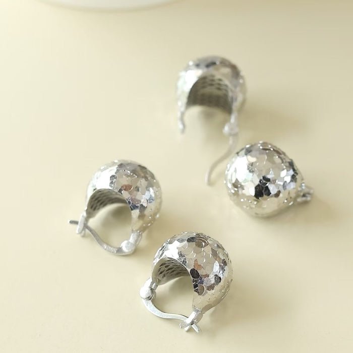 Sparkling ice ball earrings - gold and silver