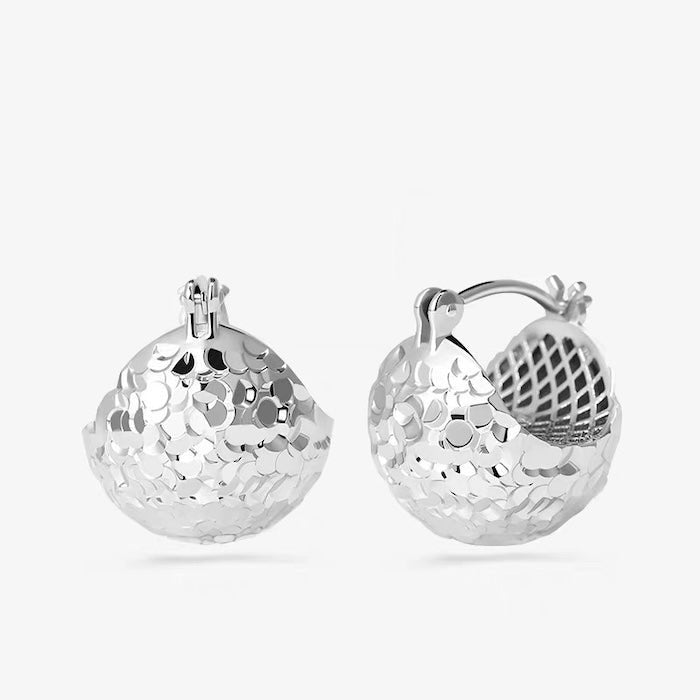 Sparkling ice ball earrings - gold and silver