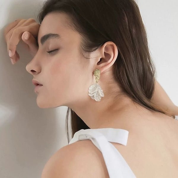 Elegant white mermaid tail earrings