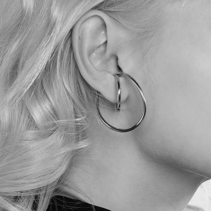 Geometric 3D ear cuffs with flowing lines, one pair