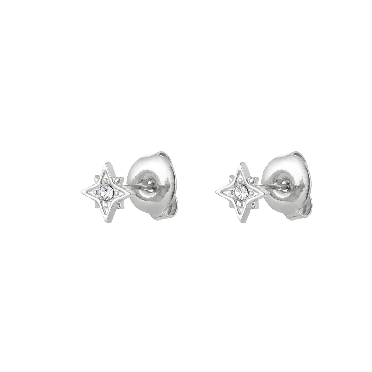 Oorknopjes Ster met Steentjes Zilver