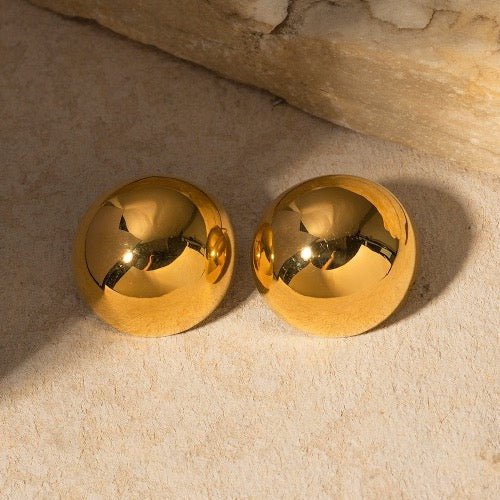 Chic modern vintage half sphere large earrings