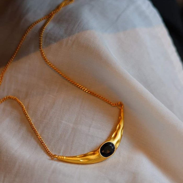 Egyptian style black spinel necklace