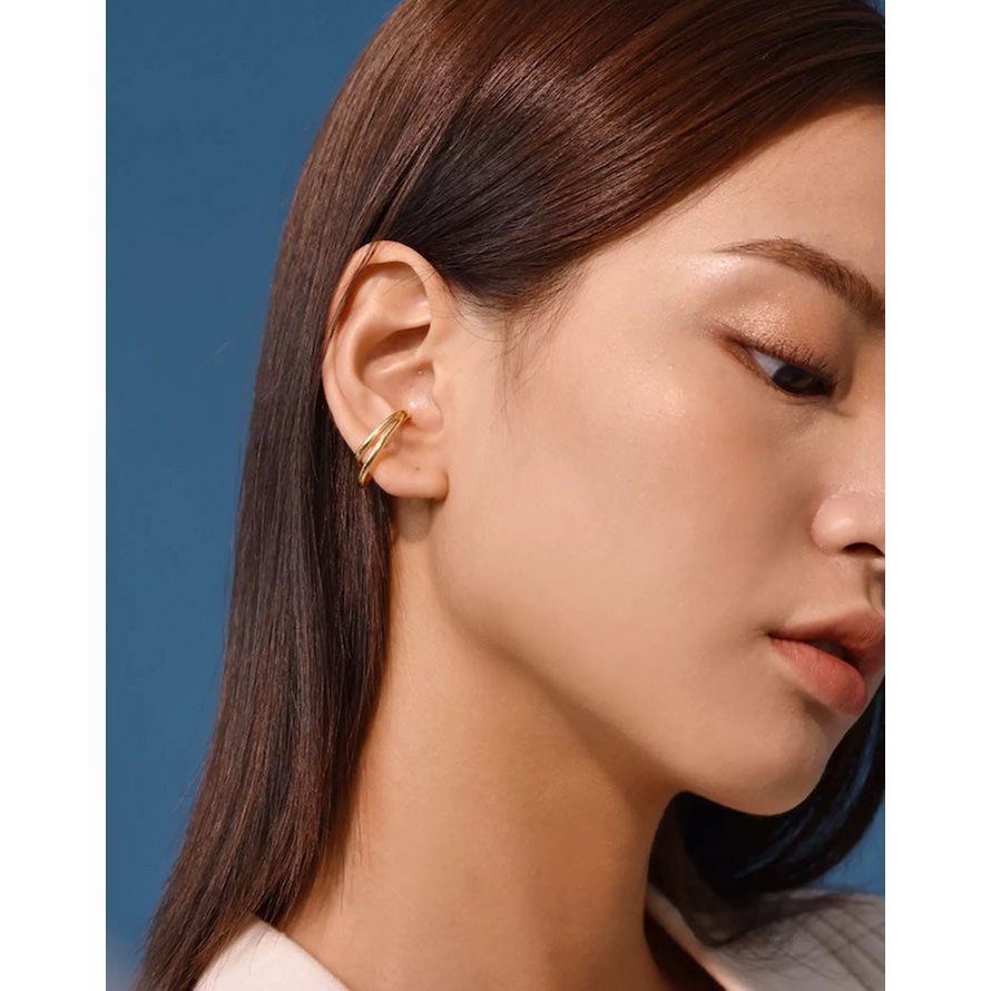 Minimalist double circle matte earring - one piece