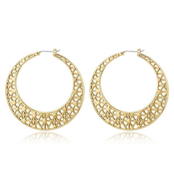 Moon Net - Oversized gold hoop earrings