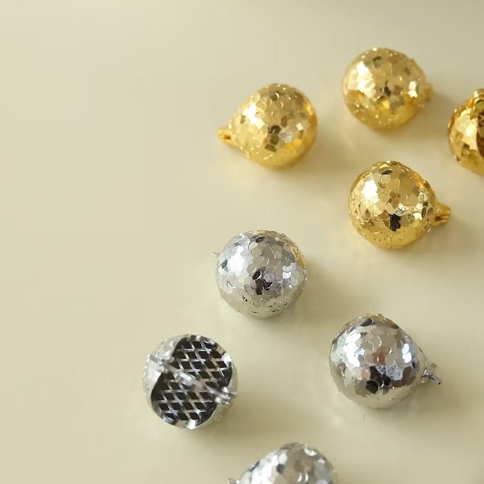 Sparkling ice ball earrings - gold and silver