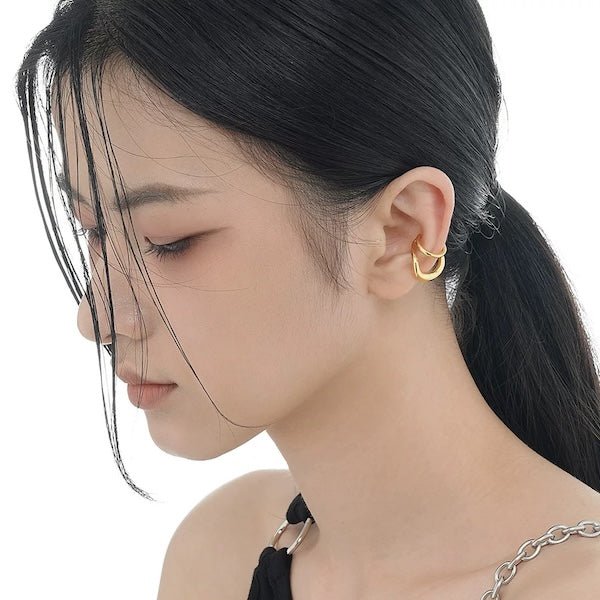 Double line gold and silver ear cuff