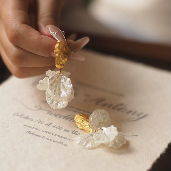 Elegant white mermaid tail earrings