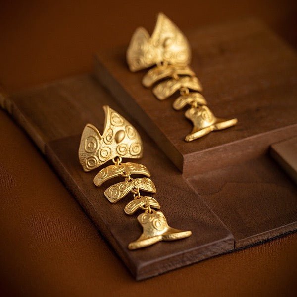 Thick herringbone statement earrings