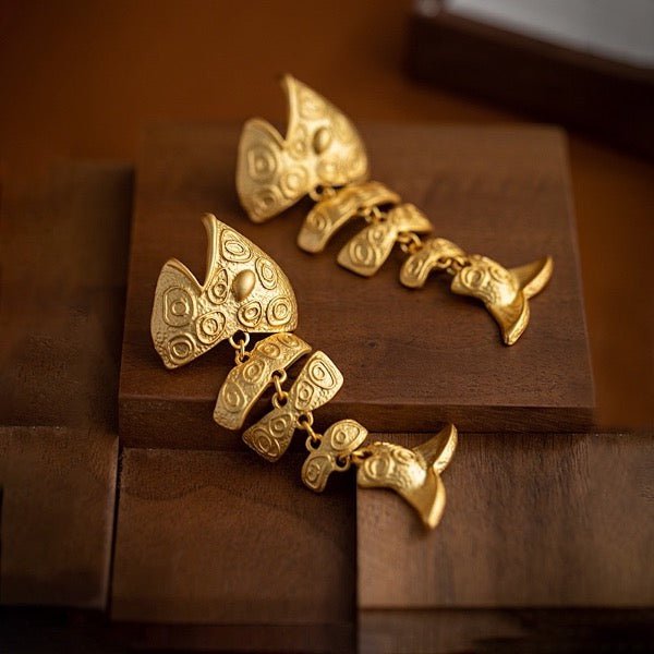 Thick herringbone statement earrings